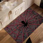 Red Spider Cool Washable Living Room Area Rug, Low Profile Abstract Pattern, 3x5 Non-Slip Backing Carpet for Kitchen, Bedroom, Dining Room