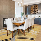 Rugshop Wavy Circles Design Area Rug, Carpet with Jute Backing for Living Room, Bedroom, or Dining Room, Yellow, 7'10" x 10'2"