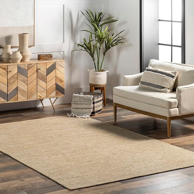 nuLOOM Alessi Solid Farmhouse Cotton Area Rug, 4x6, Beige