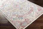 Livabliss Area Rugs - 5x7 Odelia Vintage Boho Red Off-White Blue Area Rug for Living Room Bedroom - Floral Medallion Stain Resistant Carpet for Kitchen, Nursery, Office (5'3" x 7'3")