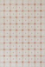 Dash & Albert Zale Peach Machine Washable Rug, 6 X 9 Feet, Oranges/White Plaid Pattern