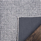 Hand-Tufted 100% Wool Pile Area Rug – Geometric Textured Grid Check Pattern – Thick and Durable Floor Carpet for Bedroom, Living Room, Kids Room, and Dining Area (Charcoal Gray, 6' Round)