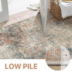 GENIMO Washable Area Rugs for Living Room, 8x10 Modern Non Slip Rugs, Low Pile Lightweight Soft Print Rug for Bedroom, Dining Room, Home Office, Multi