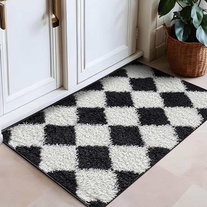 Rugshop Diamond Wave Pattern Shag Area Rug Anthracite Dark Gray 2' x 3' Ideal for Entryways, Kitchens, or Small Spaces