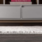 JONATHAN Y Boho Vintage Diamond Cream/Gray Round Area Rug 5 ft, Moroccan Hype for Living Room, Bedroom, Kitchen, Office, Easy-Cleaning, High Traffic, Pet-Friendly, Non-Shedding (MOH101B-5R)