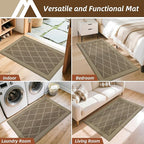 COSY HOMEER Non-Slip Door Mat 36"x60", Entryway Rugs Low Profile Absorbent Dirt Trapper Doormat for Front Entrance, Washable Polypropylene Entry Mat (Beige)