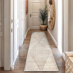 Rugshop Beige and Brown Geometric Area Rug – Soft Abstract Line Pattern Carpet for Living Room, Bedroom, or Office – Contemporary Neutral Decor Accent 2' 3" x 8' Runner Beige
