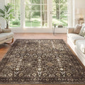 6x9 Rugs for Living Room, Soft Large Area Rugs Brown Washable Rug, Indoor Vintage Rugs for Bedroom Home Office Laundry, Rubber Backed Non Slip Low Pile Carpet, Dark Brown