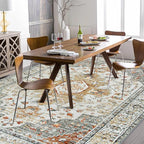 Moynesa Ultra-Thin Washable Area Rug 8x10, Large Living Room Rugs for Bedroom Under Dining Room Table, Vintage Oriental Medallion Printed Low Pile Carpet for Home Office Decor, Beige/Gold