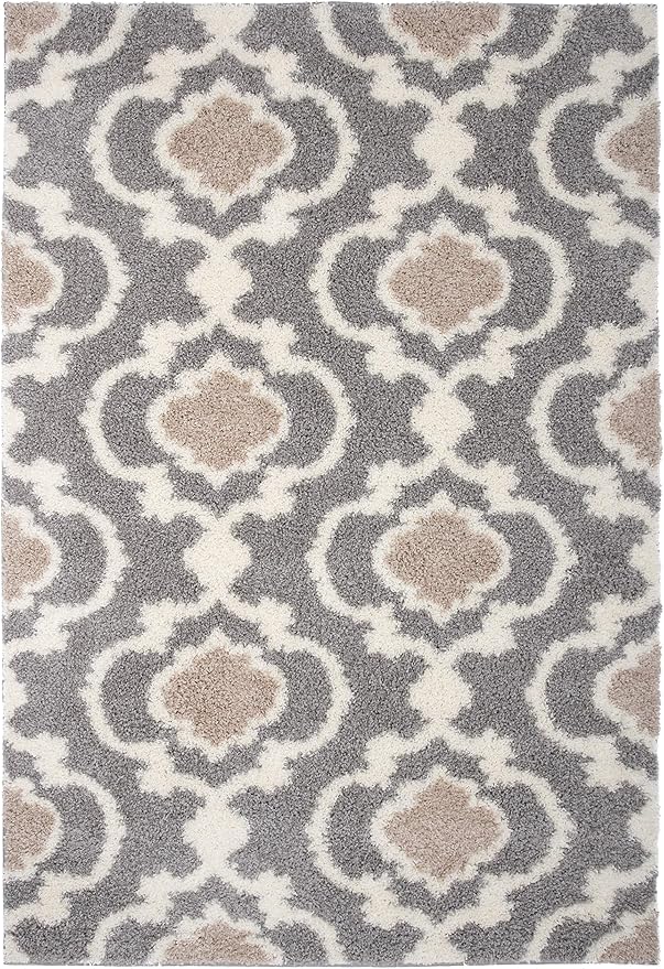 Rugshop Cozy Moroccan Trellis Gray/Cream 3'3" X 5' Indoor Shag Area Rug