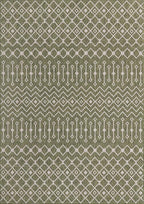 Unique Loom Outdoor Trellis Collection Area Rug - Tribal Trellis (10' x 14' 1" Rectangle, Green/ Natural)