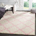 SAFAVIEH Dallas Shag Collection Area Rug - 8'6" x 12', Ivory & Light Pink, Trellis Design, Non-Shedding & Easy Care, 1.5-inch Thick Ideal for High Traffic Areas in Living Room, Bedroom (SGD257P)