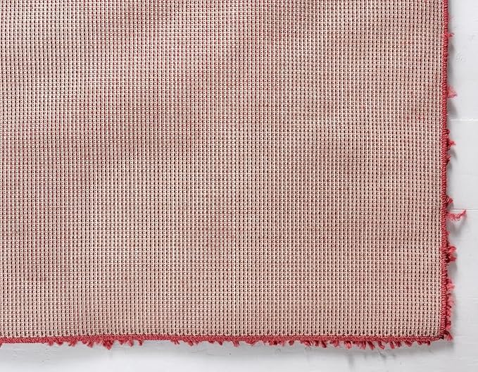 Unique Loom Davos Shag Collection Area Rug - Solid (3' 3" Square, Poppy)