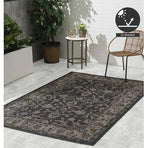 FH Home Outdoor Rug - Waterproof Easy to Clean Stain Resistant - Patio Indoor Outdoor Porch Deck Balcony Entryway - Vintage Distressed - Antalya - Gray - 5ft 2in x 7ft 6in