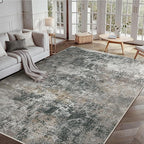 GENIMO Washable 8x10 Area Rugs for Living Room, Non Slip Modern Abstract Rug, Machine Washable Stain Resistant Low Pile Soft Carpet for Bedroom, Dining, Office, Black Grey
