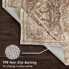 vivorug 8x10 Area Rugs for Living Room, Non-Slip Backing Washable Rug 8x10, Large Area Rug Soft Carpet for Bedroom Dining Room, Vintage, Easy Clean, Durable, Low Pile Rug Under Table, Earth Tone
