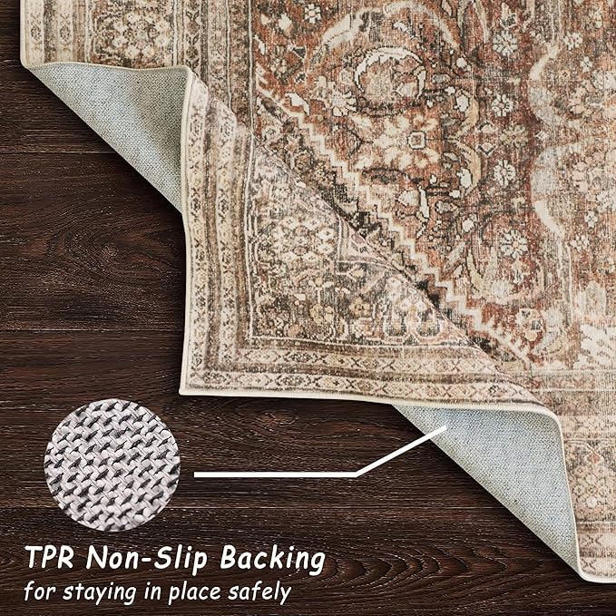vivorug Runner Rug 2'x7' Vintage Washable Non-Slip Runners for Hallways Kitchen Entryway Laundry Room Carpet Hallway Runner Brown