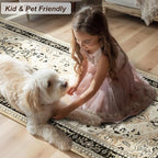 XWZO Entryway Area Rug 2x3ft — Soft Low Pile Non-Slip Door Mat for Bedroom Bathroom Kitchen Laundry, Spill Resistant Washable Small Indoor Carpet for Doorway & Entrance, Brown Beige