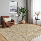 Bavni Kitchen Rug 2x8 Runner Rugs for Hallways Entryway, Washable Vintage Print Carpet, Ultra-Thin Chenille Low Pile Lightweight Rug with Non Slip Backing, Wood