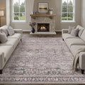 6x9 Purple Area Rug for Living Room Washable Vintage Distressed Carpet Large Bedroom Low Pile Non Slip Indoor Soft Retro Throw Accent Rug Office Kitchen Bathroom Dining Room