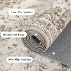 2x6 Hallway Washable Runner Rug Vintage Non-Slip Soft Kitchen Mat Boho Medallion Distressed Farmhouse Carpet Floral Low Pile Indoor Throw Rug for Entryway Bathroom Living Room Bedroom, Taupe