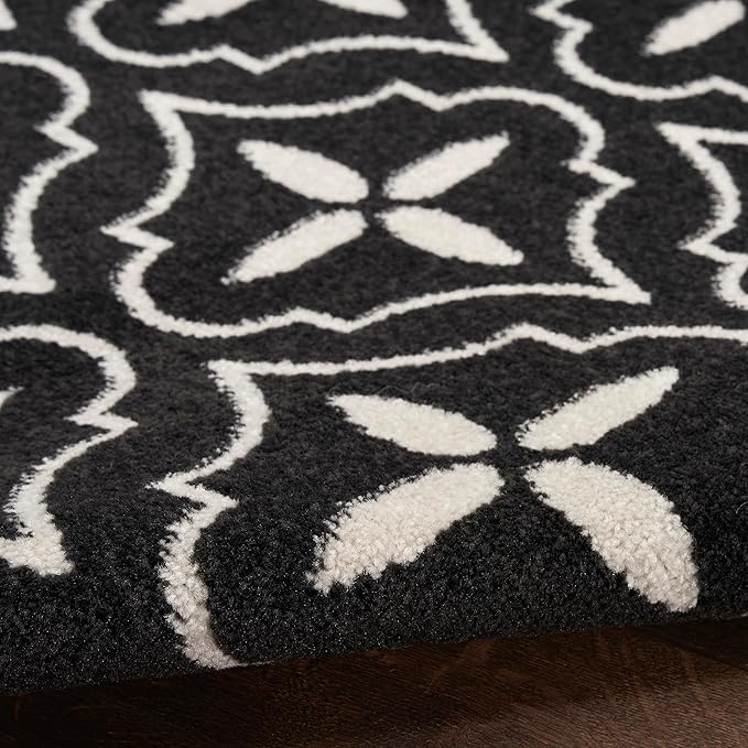 Nourison Home Nourison Essentials Black Ivory 6' x 9' Area Rug - Easy Clean, Non Shedding, Bed Room, Living Room, Dining Room, Kitchen (6' x 9')