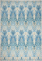 Dash & Albert Seneca Blue Machine Washable Rug, 6 X 9 Feet, Blue Graphic Pattern
