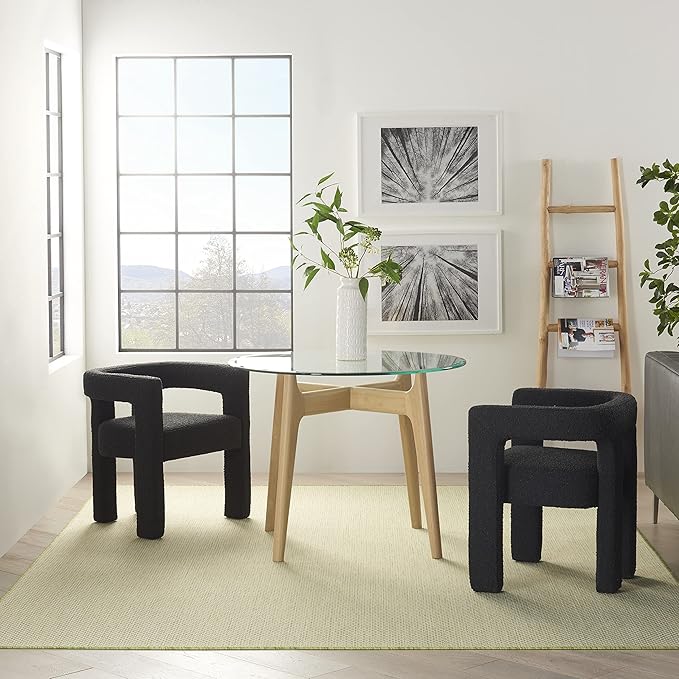 Nourison Home Courtyard Ivory Green 7' x 10' Area Rug - Easy Clean, Non Shedding, Bed Room, Living Room, Dining Room, Kitchen (7' x 10')