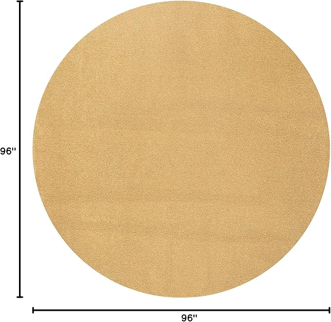 Eyely UES100B-8R Supersoft Haze Solid Low-Pile Indoor Area Rug, Coastal, Bohemian, Minimalist, Classic, Casual for Bedroom,Kitchen,Living Room,Non Shedding,Easy-Washing, Yellow, 8' Round
