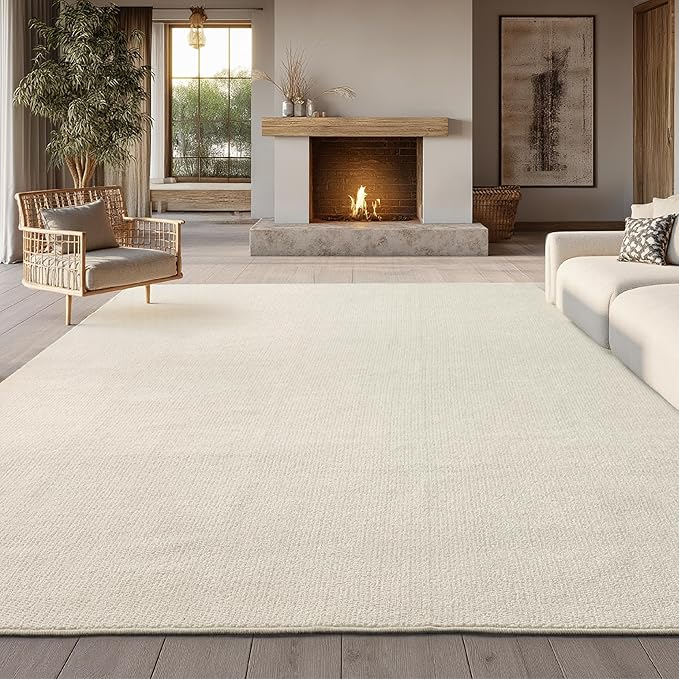 Bedsure 3x5 Faux Wool Area Rugs for Living Room, Machine Washable Carpet, Non-Slip Backing, Pet Friendly Throw Rug for Bedroom Dining Room, Linen