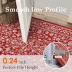 Christmas Area Rug 5x7 Red Washable Living Room Carpet Retro Distressed Floral Holiday Decor Rug Non Slip Soft Decorative Xmas Doormat for Bedroom Office Dining Room Bathroom Kitchen