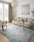 Loloi Margot Collection MAT-06 Denim/Multi 2'-0" x 5'-0" Accent Rug feat. CloudPile, No-Shed Easy Clean Large Patterned Area Rug for Living Room, Bedroom, Dining Area
