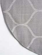Rugs.com Lattice Frieze Collection Rug – 8' Round Light Gray Medium Rug Perfect for Kitchens, Dining Rooms
