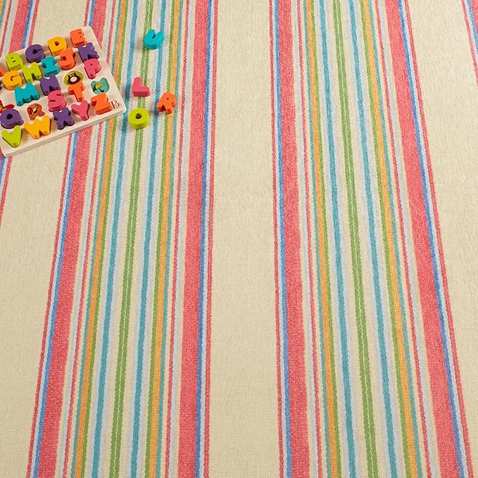 Dash & Albert Cady Stripe Multi Machine Washable Rug, Runner-2.5 X 8 Feet, Multicolored Stripe Pattern - Premium Luxury Hotel Quality Soft Breathable Hypoallergenic Machine Washable Easy Care All