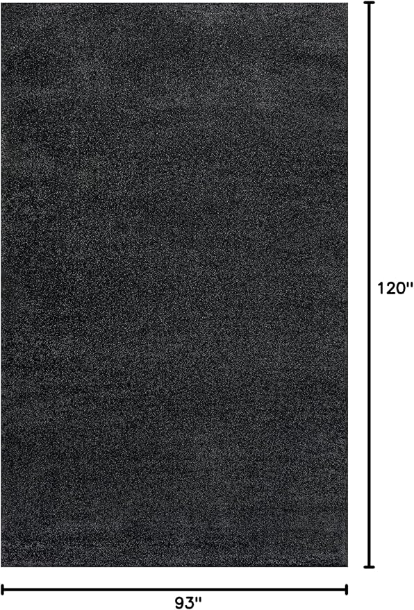 Eyely UES100I-8 Supersoft Haze Solid Low-Pile Indoor Area Rug Casual;Contemporary;Solid;Traditional, Bedroom, Kitchen, Living Room, Easy-Cleaning, Non-Shedding, 8 X 10, Black