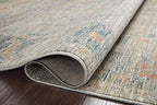 Loloi Magnolia Home by Joanna Gaines Millie Collection MIE-04 Slate/Multi 7'-10" x 7'-10", .25" Pile Height, Round Area Rug