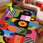 Funky Bedroom Rug - Colorful Abstract Heart Rug, 6x9 Area Rugs, Hippie Aesthetic Pop Art Non Slip Fade Resistant Large Carpets Home Decor #C062