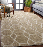 ONASAR 5x7 Area Rugs for Living Room Bedroom, Washable Fluffy Beige and White Shag Rug, Geometric Boho Soft Plush Shaggy Floor Carpet Mat for Nursery Kids Girls Boys Teen Dorm Home Decor Aesthetic
