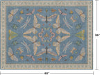 Washable Blue Rugs for Bedroom Bedside - 3x4 Area Rug for Large Kitchen, Entrance Indoor, Boho Insect Print Bug Décor, Non Slip Low Pile Fade Resistant
