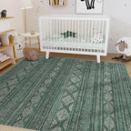 Nakagishi 8X10 Area Rugs Living Room: Washable Boho Large Neutral Modern Soft Farmhouse Green Rug Stain Resistant Indoor Floor Non-Slip Carpet for Women Home Enthusiasts Aged 25-45 - Bedroom Room