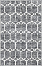 Rugs.com Lattice Trellis Collection Rug – 3' x 5' Gray Low-Pile Rug Perfect for Living Rooms, Large Dining Rooms, Open Floorplans