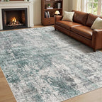 9x12 Area Rug Living Room Rugs - Washable Neutral Modern Abstract Soft Thin Large Rug Indoor Floor No Slip Rug Carpet for Bedroom Under Dining Table Home Office Decor - Green/Grey