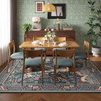 Rugcomf Area Rugs 9x12 Living Room Vibrant Tree of Life-Patterned Vintage Washable Rug Non Slip Low Pile Large Rug for Bedroom Farmhouse Dining Room Kids Playroom, Green