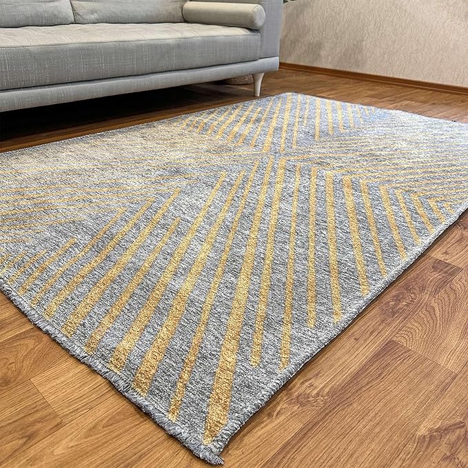 Alfa Rich 3x5 Beige Off White Washable Area Rugs for Living Room Bedroom Kitchen Dining Cotton Runner