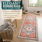 Istana Hallway Runner Rug 2.5x8 – Red/Teal Entryway Rug -Silk's Soft Touch Runners for Hallways - Stylish Kitchen Runner Rug Non Slip