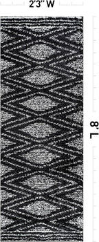 Rugshop Geometric Shag Runner Rug Anthracite Dark Gray and White 2' 3" x 8' Perfect for Hallways, Kitchens, or Behind The Sofa