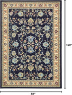 Rugs.com Yasmin Collection Rug – 7' x 10' Navy Blue Medium Rug Perfect for Bedrooms, Dining Rooms, Living Rooms