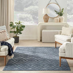 Nourison Home Versatile Navy Blue 4' x 6' Area Rug - Easy Clean, Non Shedding, Bed Room, Living Room, Dining Room, Kitchen (4' x 6')