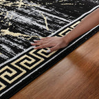 GLORY RUGS Area Rugs Marble 2x3 Black Gold Carpet Modern Abstract Rug Living Room Dining Bedroom Rug