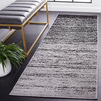 SAFAVIEH Adirondack Collection Runner Rug - 2'6" x 18', Silver & Black, Modern Ombre Design, Non Shedding & Easy to Clean, Ideal for Hallway, Foyer, Kitchen, Entryway, Bedroom (ADR113A)